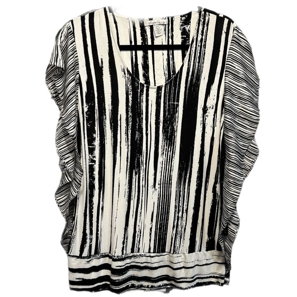 Kenneth Cole New York Black & White Women’s sz XL Flowy Blouse